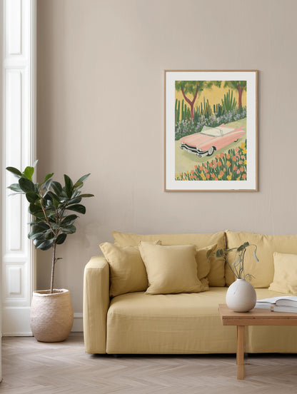 Pink Cadillac in Bloom Poster Poster