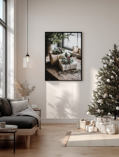 Rustic Christmas Gift Wrapping Poster