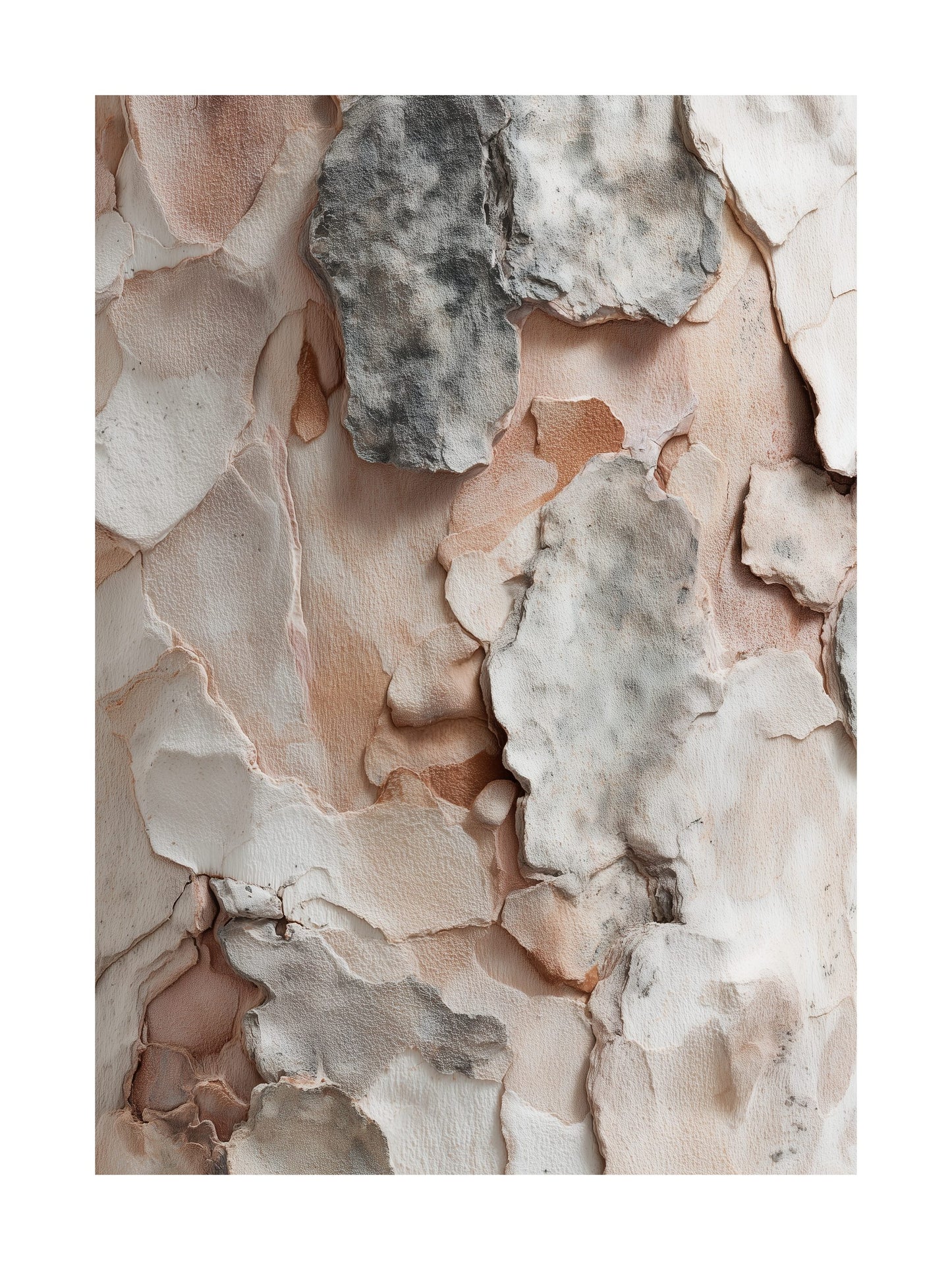 Soft blush and beige bark texture Scandinavian minimalist poster