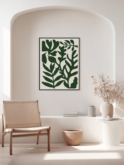 Bold Green Botanical Cutout Poster