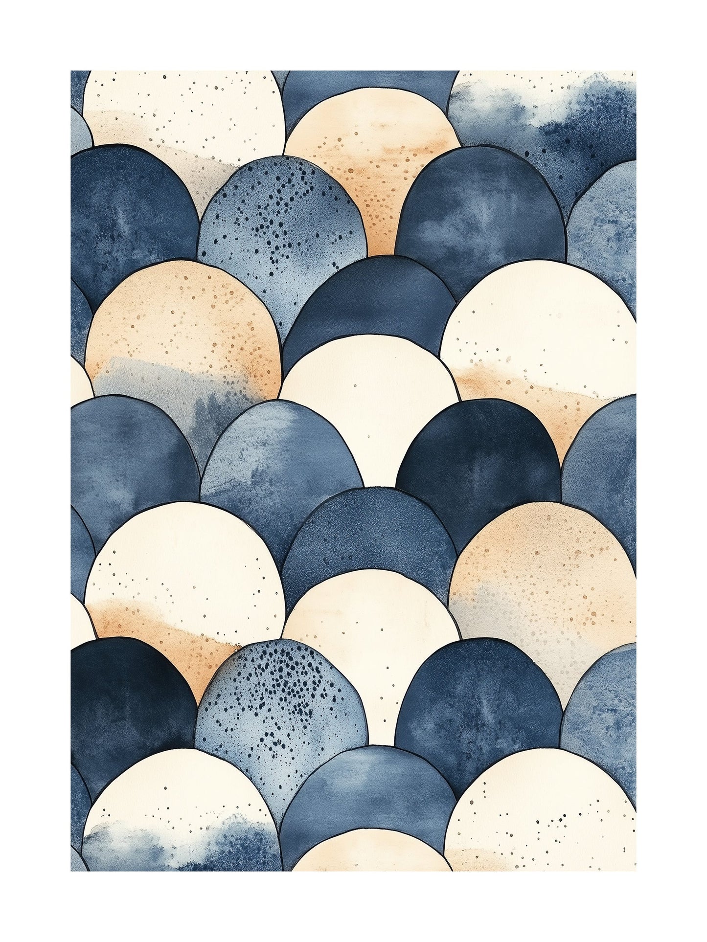 blue horizon pattern decorative wall art - modern poster for home or office