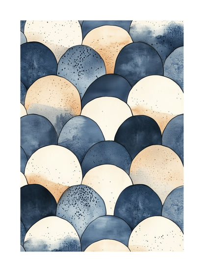 blue horizon pattern decorative wall art - modern poster for home or office
