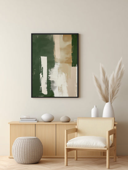 Olive & Sand Abstract Poster