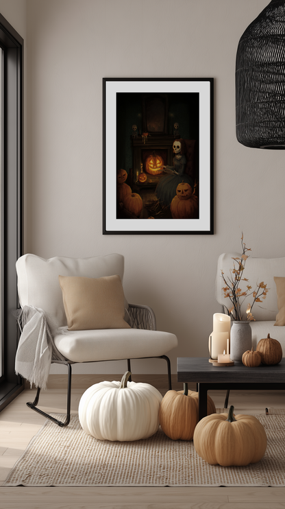 Haunted Fireplace Halloween Poster
