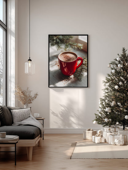Red Mug of Hot Cocoa Poster