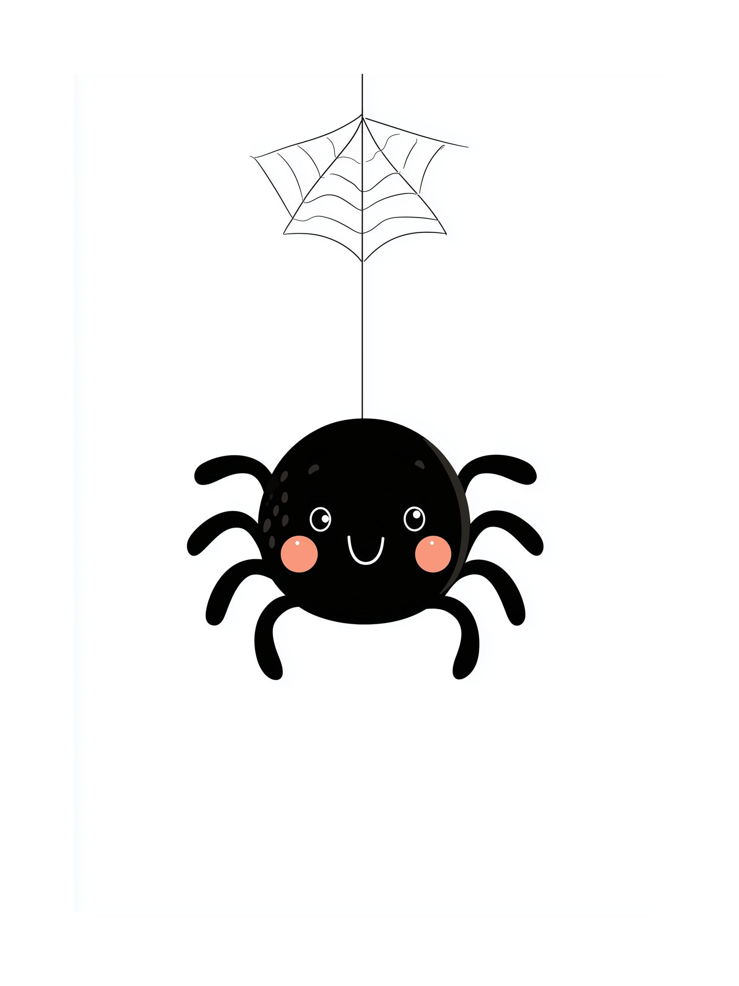 Poster of a smiling cartoon spider hanging from a web