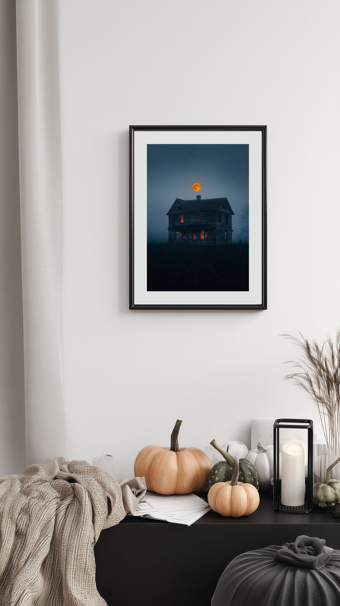 Haunted House with Full Moon Poster