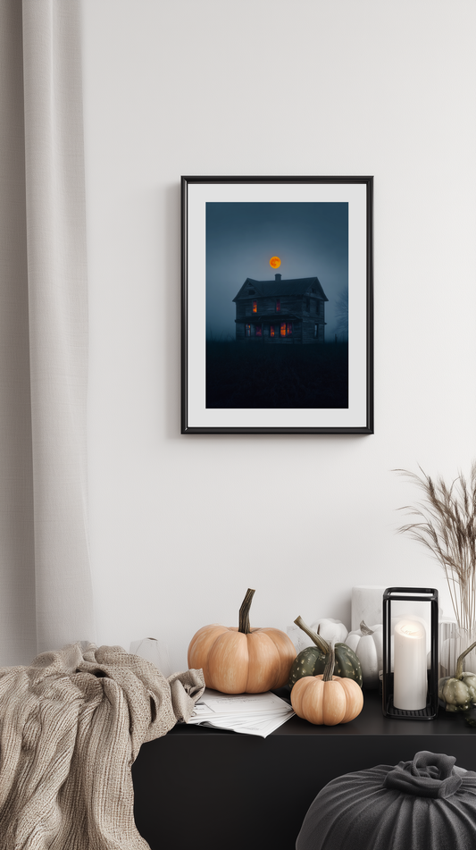Haunted House with Full Moon Poster