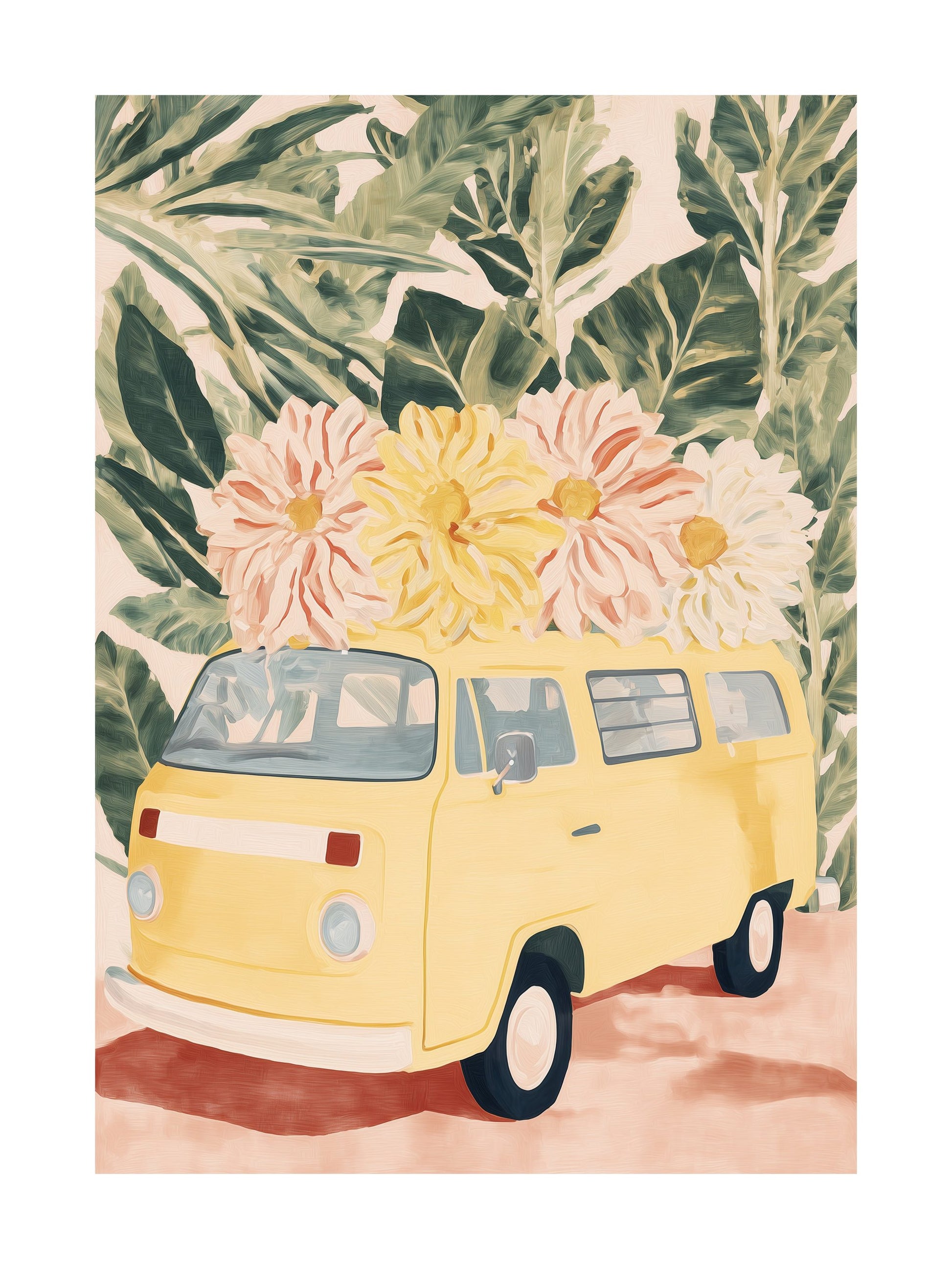 Poster of golden kiwi slices on pink background