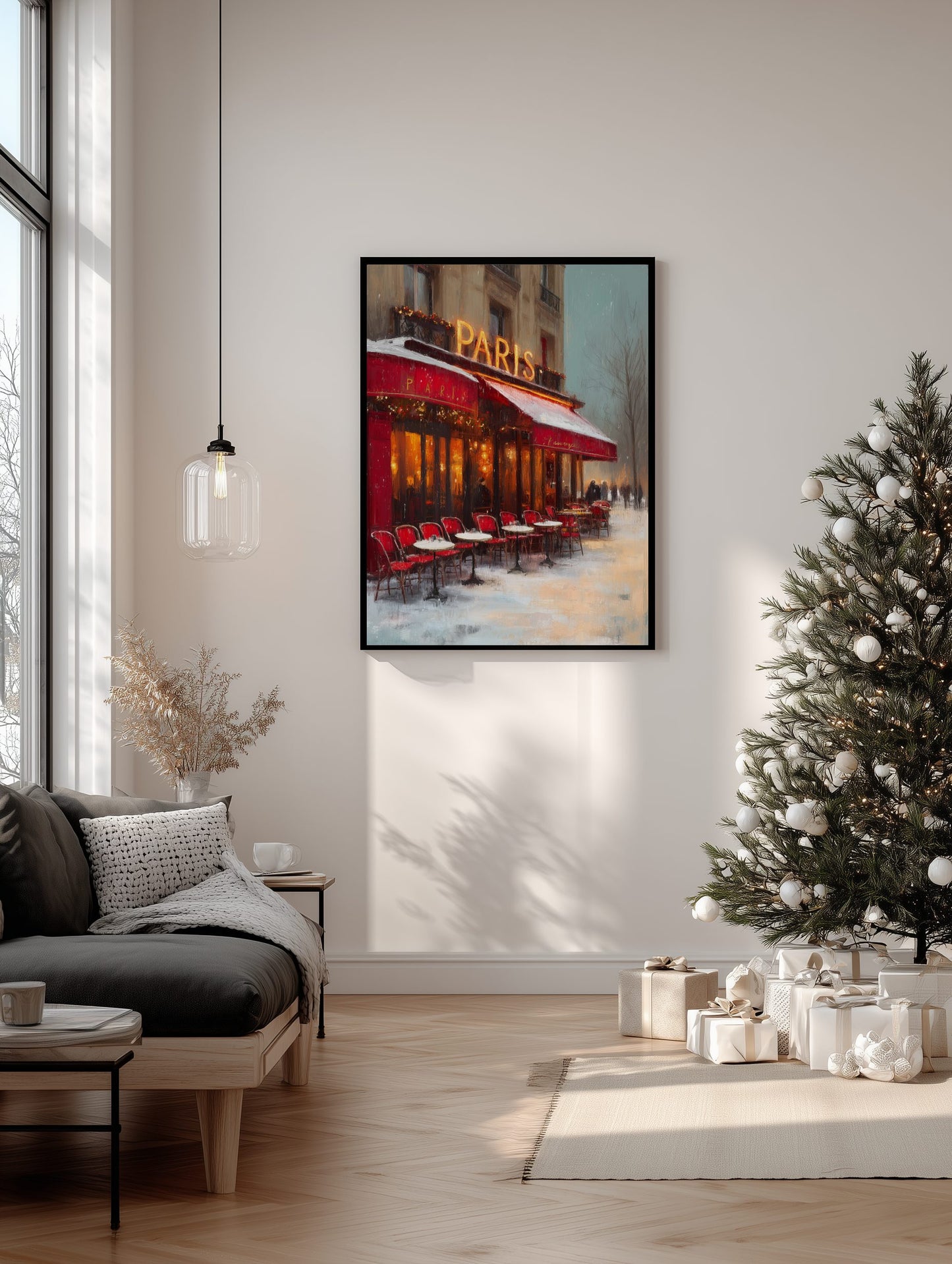 Paris Café at Christmas Poster
