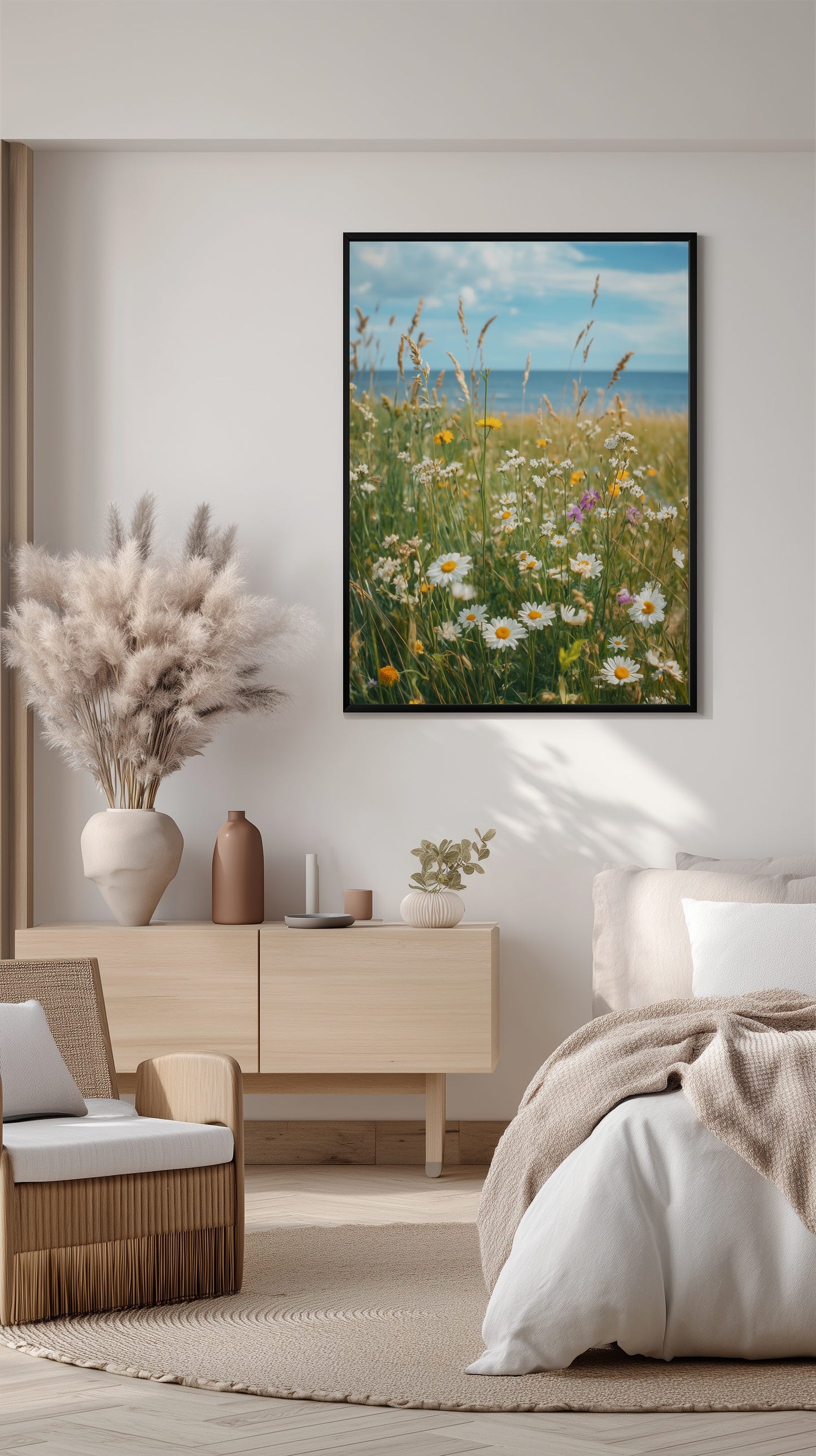Wildflower Meadow by the Sea Poster