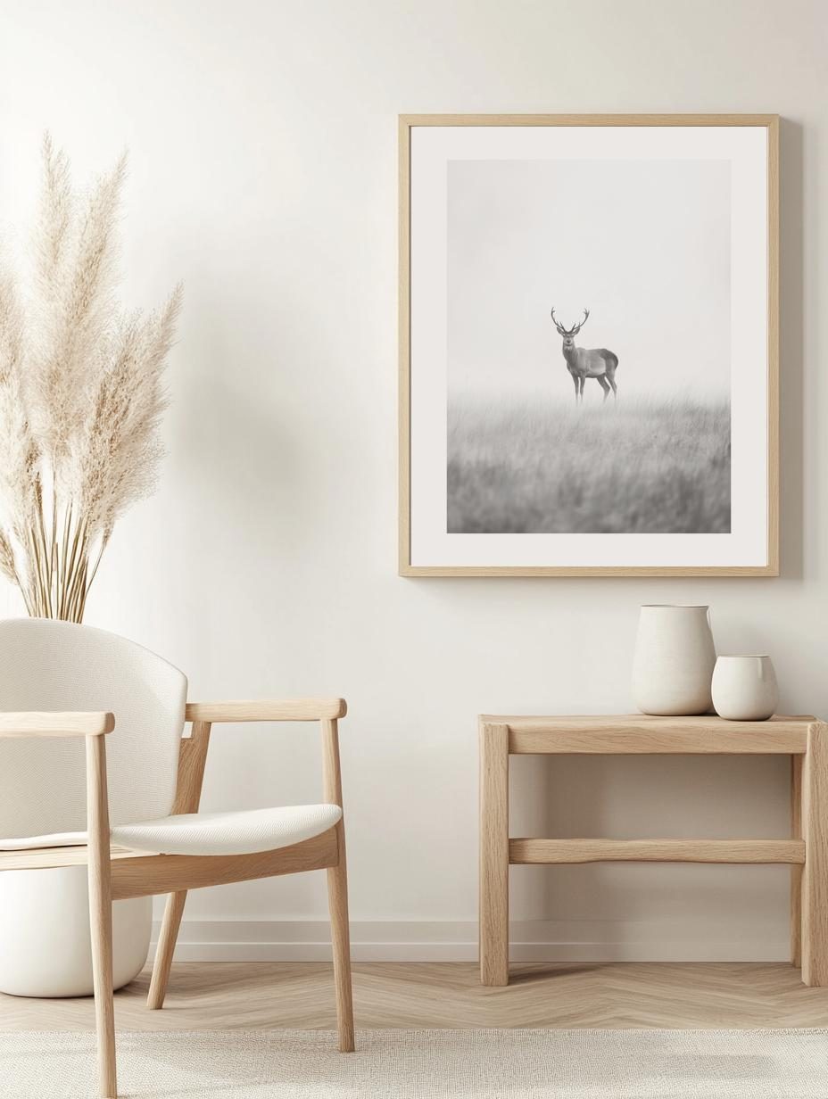 Lone Deer in Mist Poster