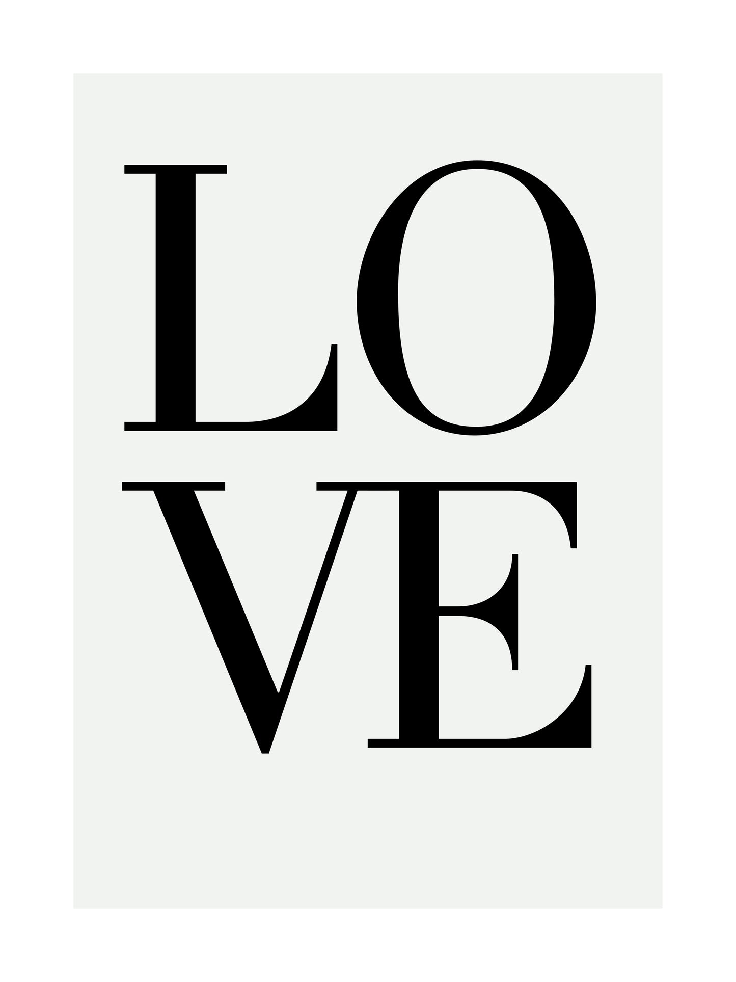 Elegant LOVE typography poster in black text on a light background