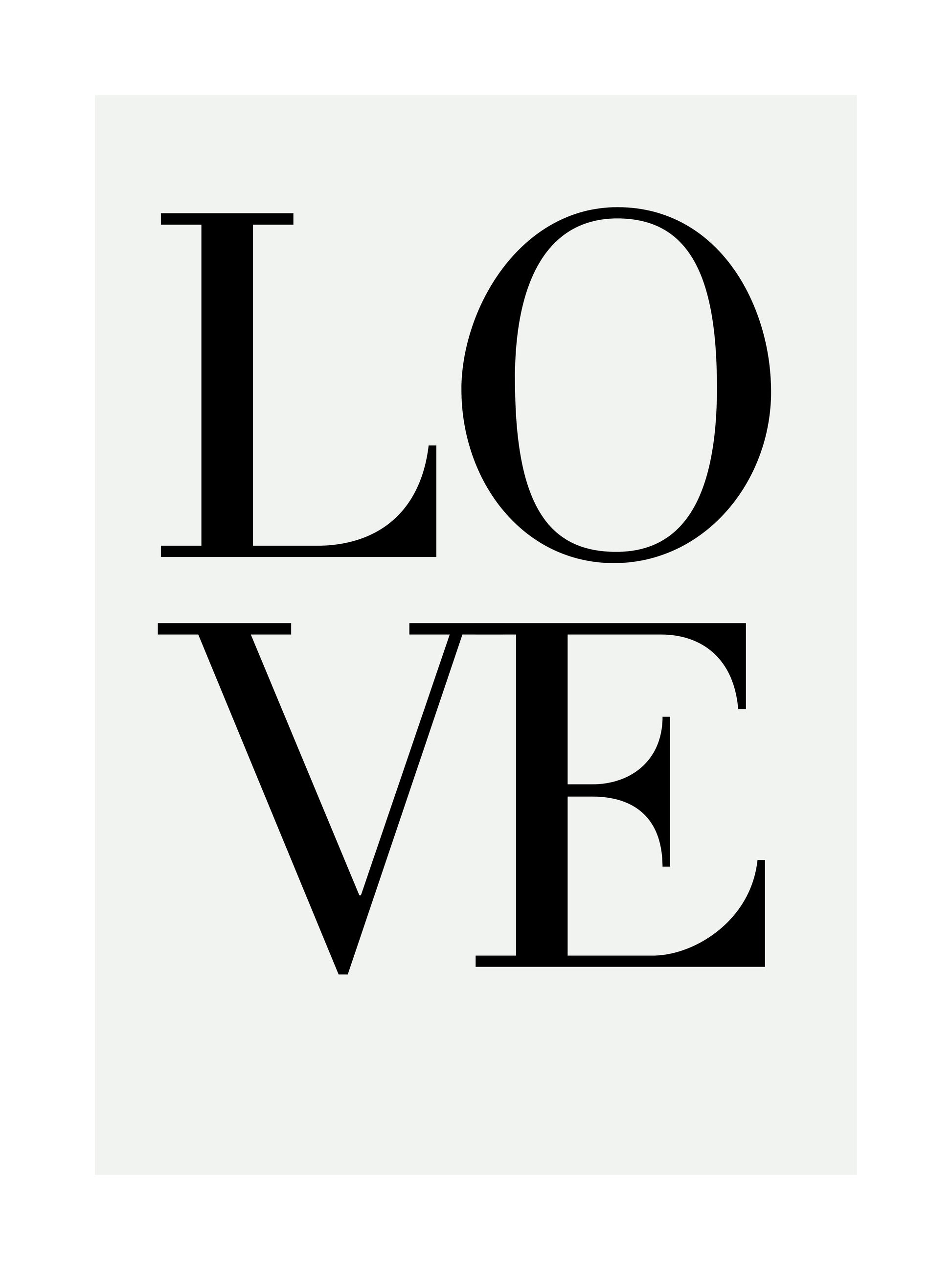 Elegant LOVE typography poster in black text on a light background