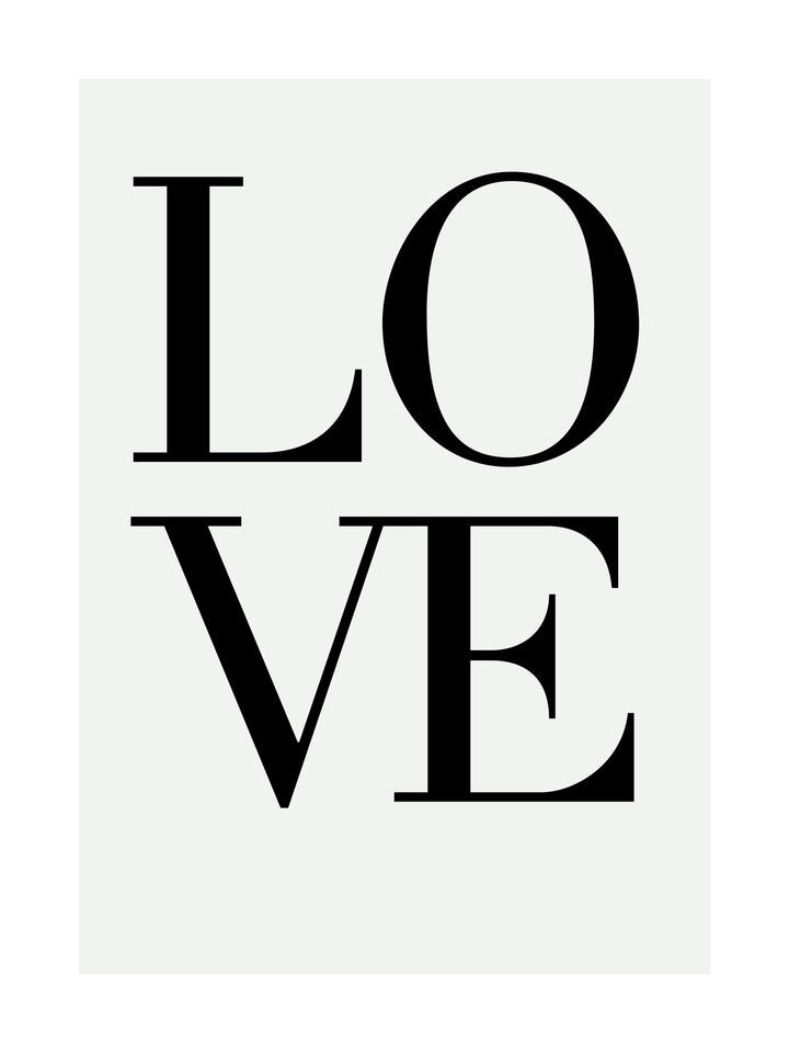 Elegant LOVE typography poster in black text on a light background