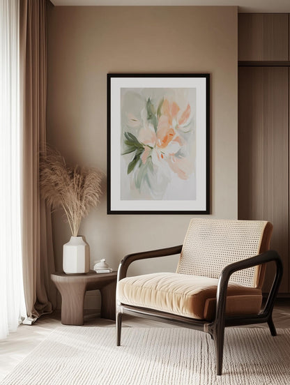 Peach Bloom Abstract Floral Poster