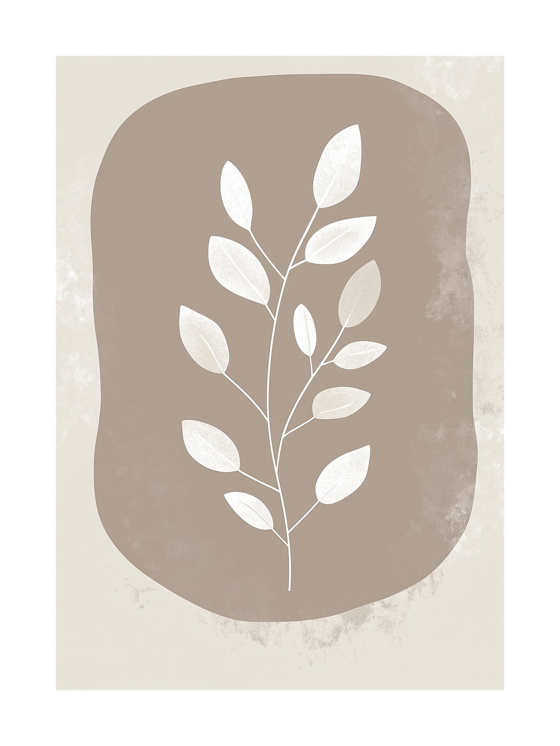 rustic leaf motif on beige background decorative wall art - modern poster for home or office