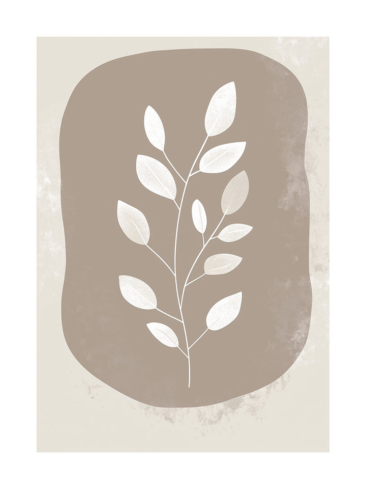 rustic leaf motif on beige background decorative wall art - modern poster for home or office