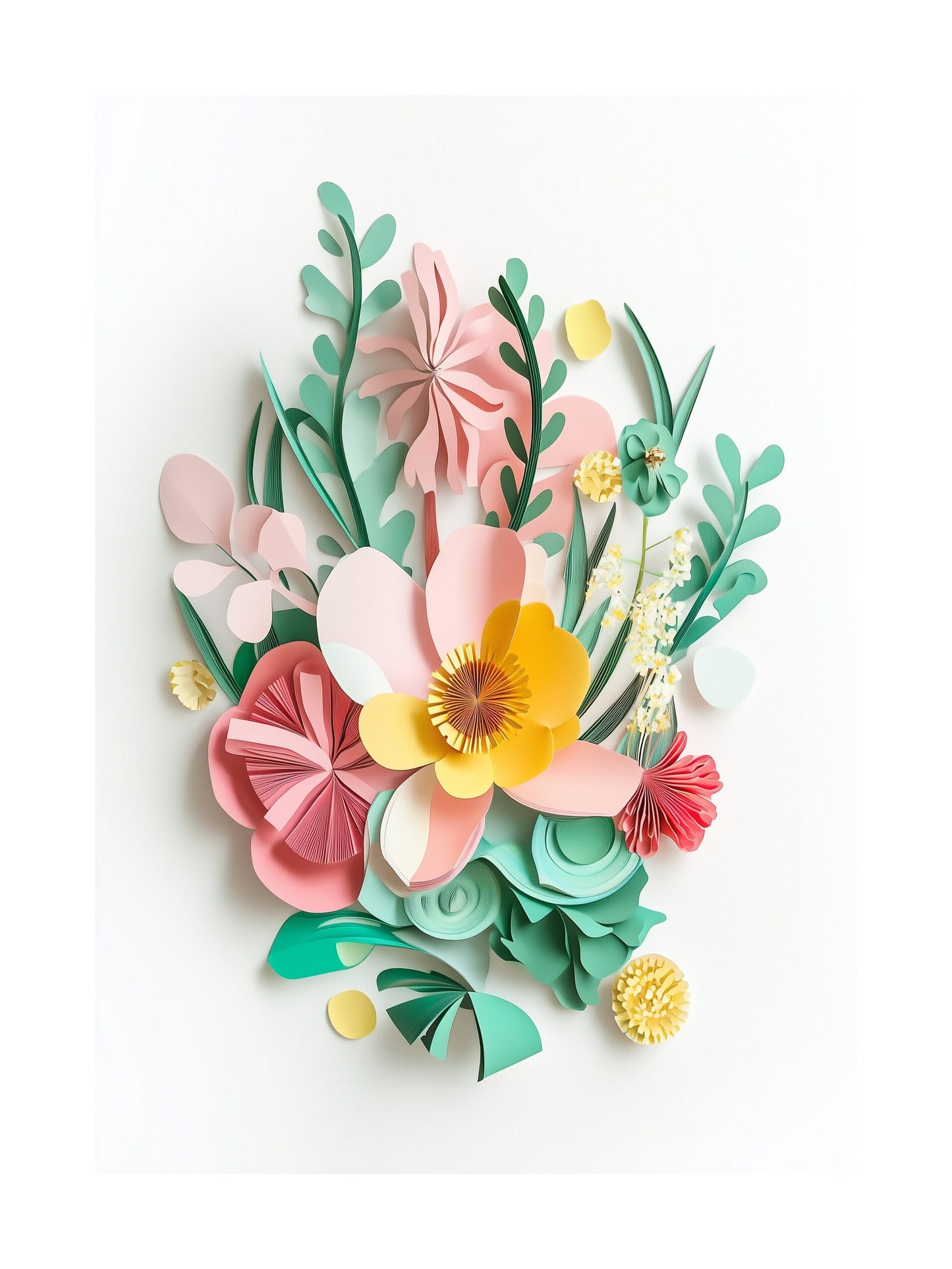 spring paper flowers decorative wall art - modern poster for home or office