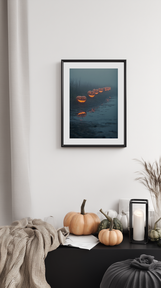 Foggy Jack-O'-Lantern Path Poster