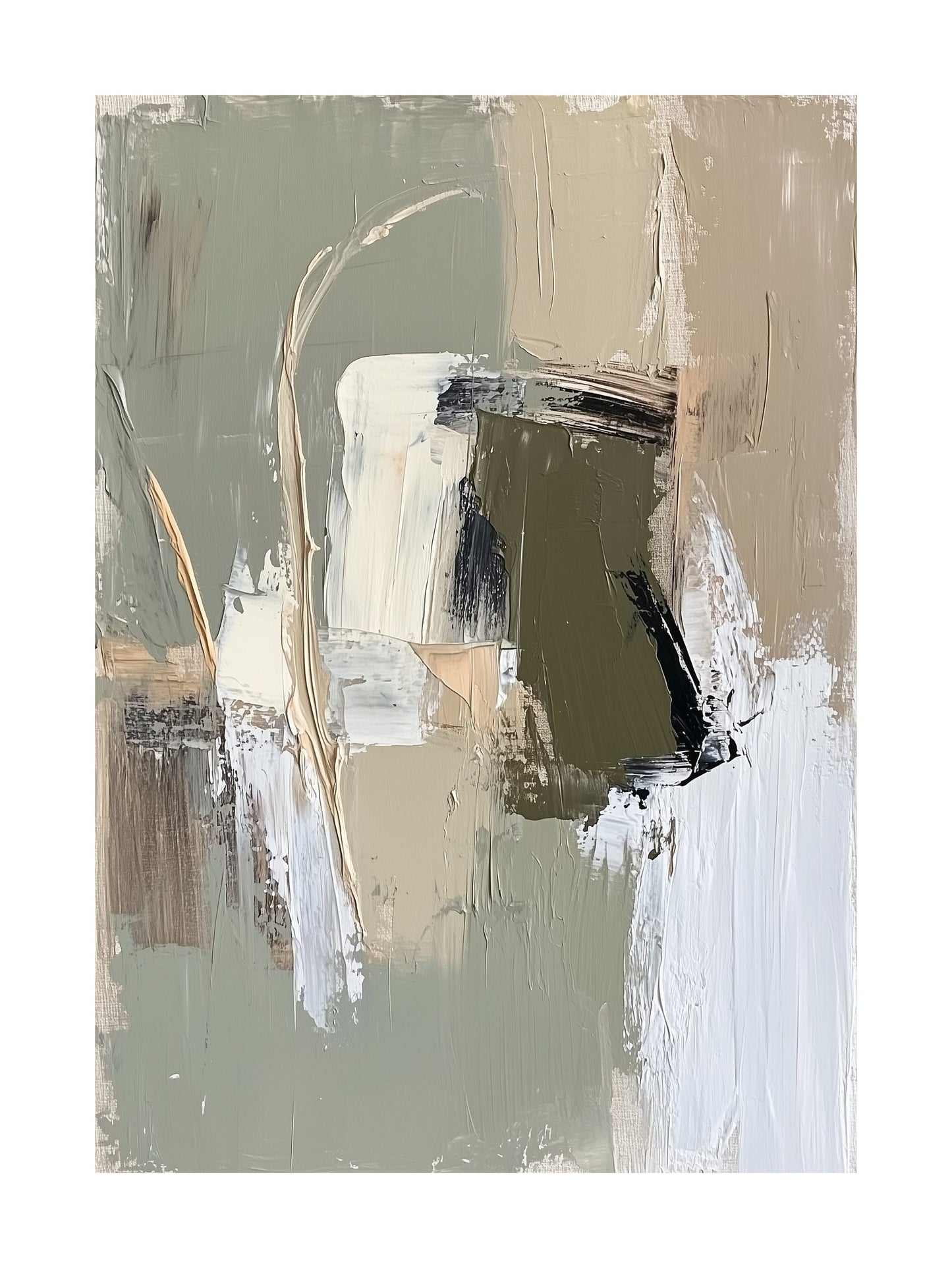 Abstract color blocks in warm grey and olive tones