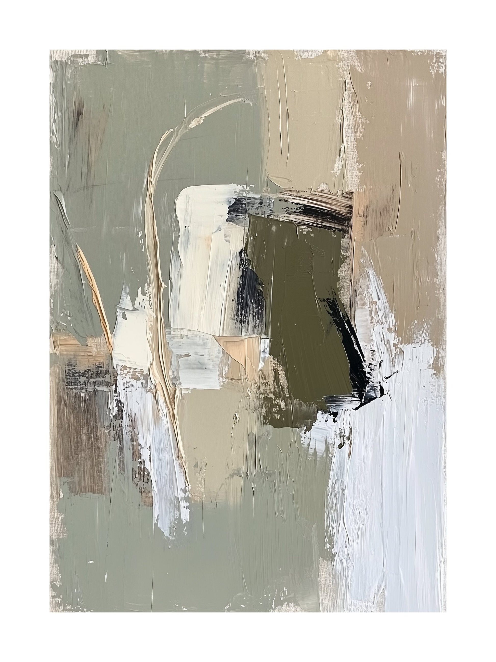 Abstract color blocks in warm grey and olive tones