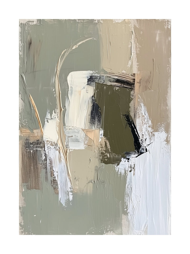 Abstract color blocks in warm grey and olive tones