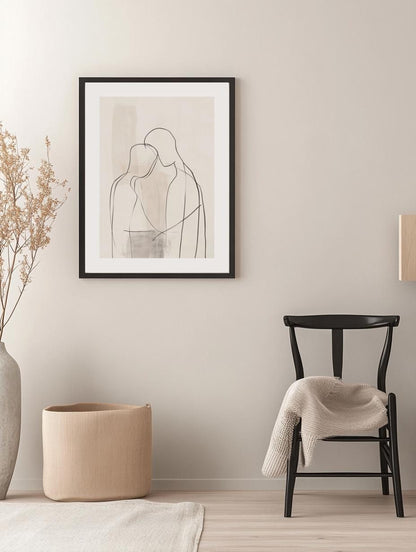 Tender Embrace Line Art Poster