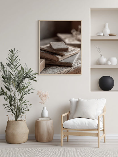 Vintage Book Stack Poster