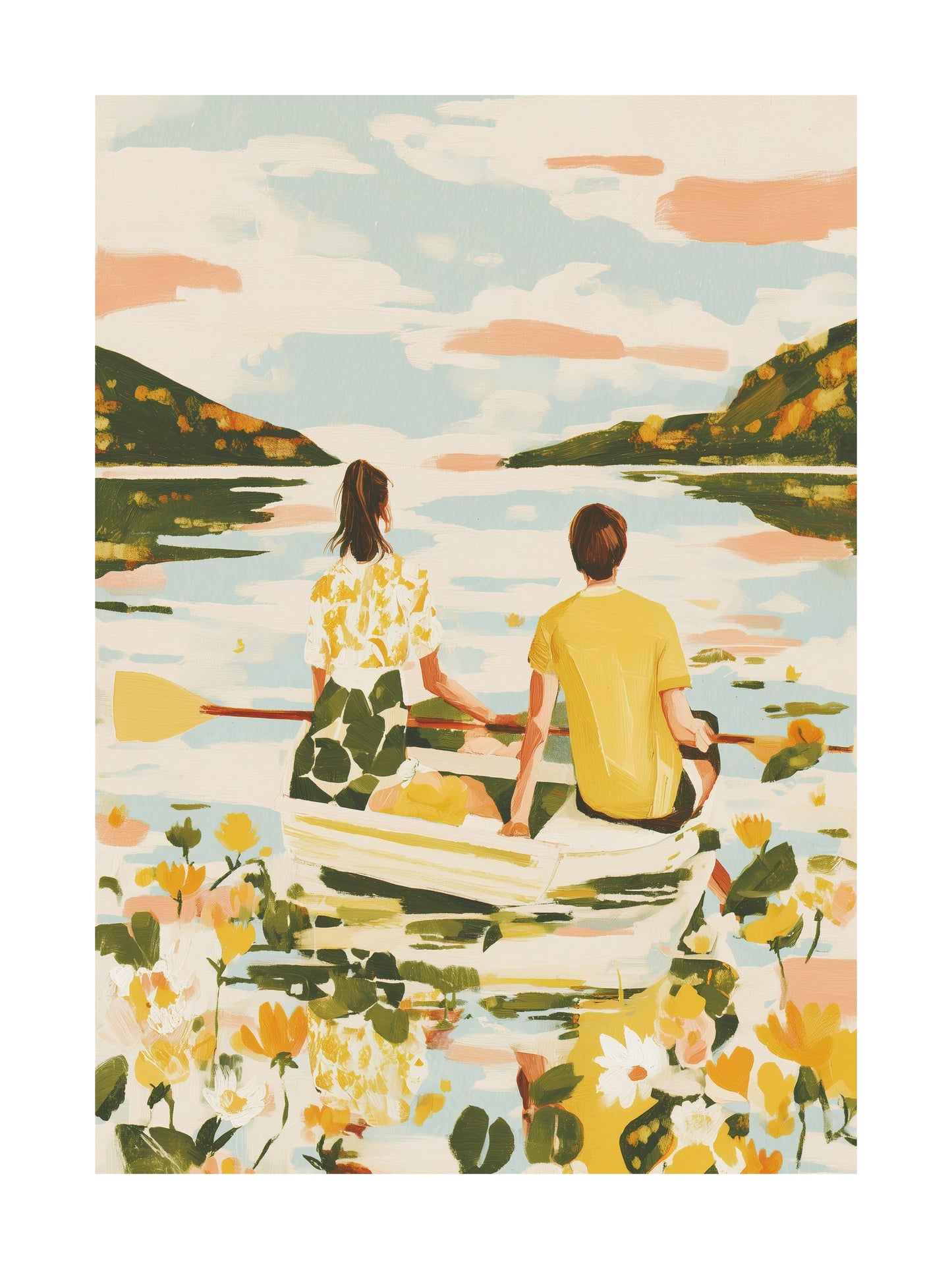 Poster of woman walking in tropical plants wearing yellow dress