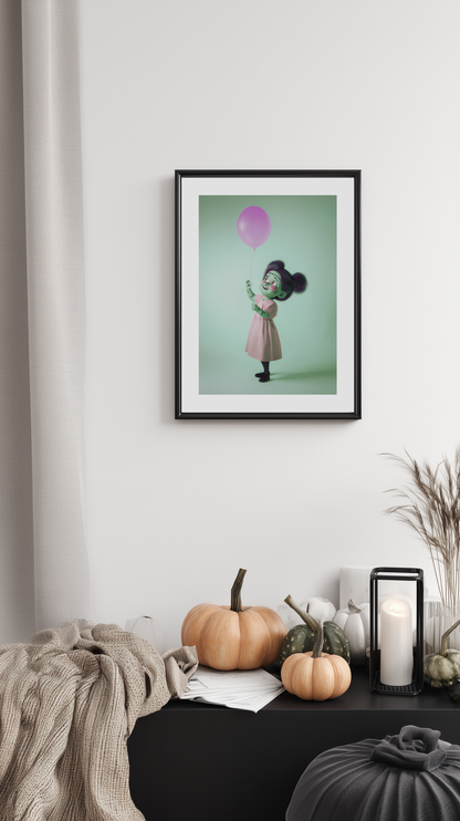 Cute Frankenstein Girl with Balloon Poster