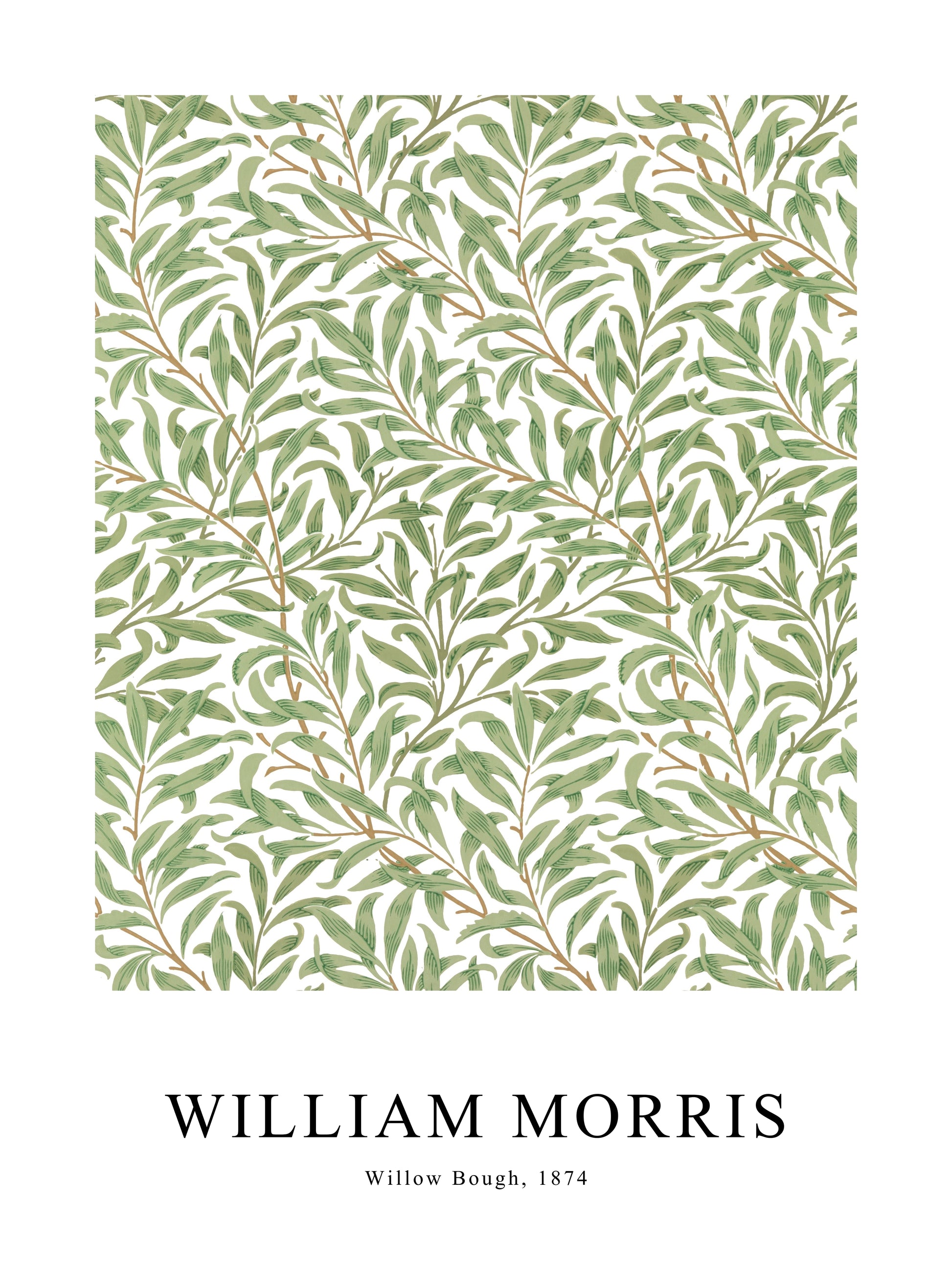 Poster of Willow Bough by William Morris, featuring green leafy branches in a natural flowing pattern.