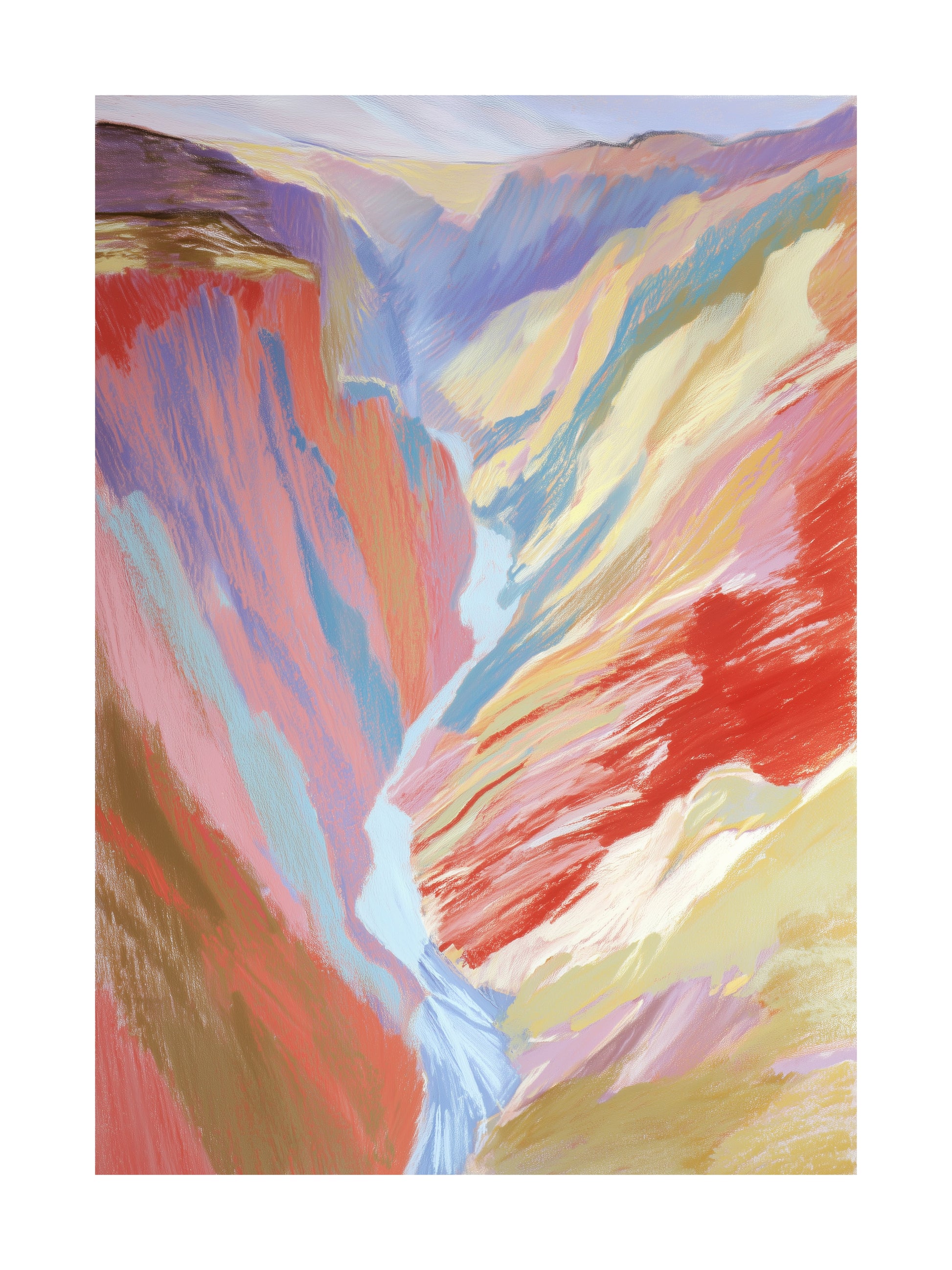 Colorful abstract canyon landscape with flowing river