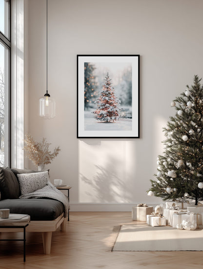 Snowy Christmas Tree Poster
