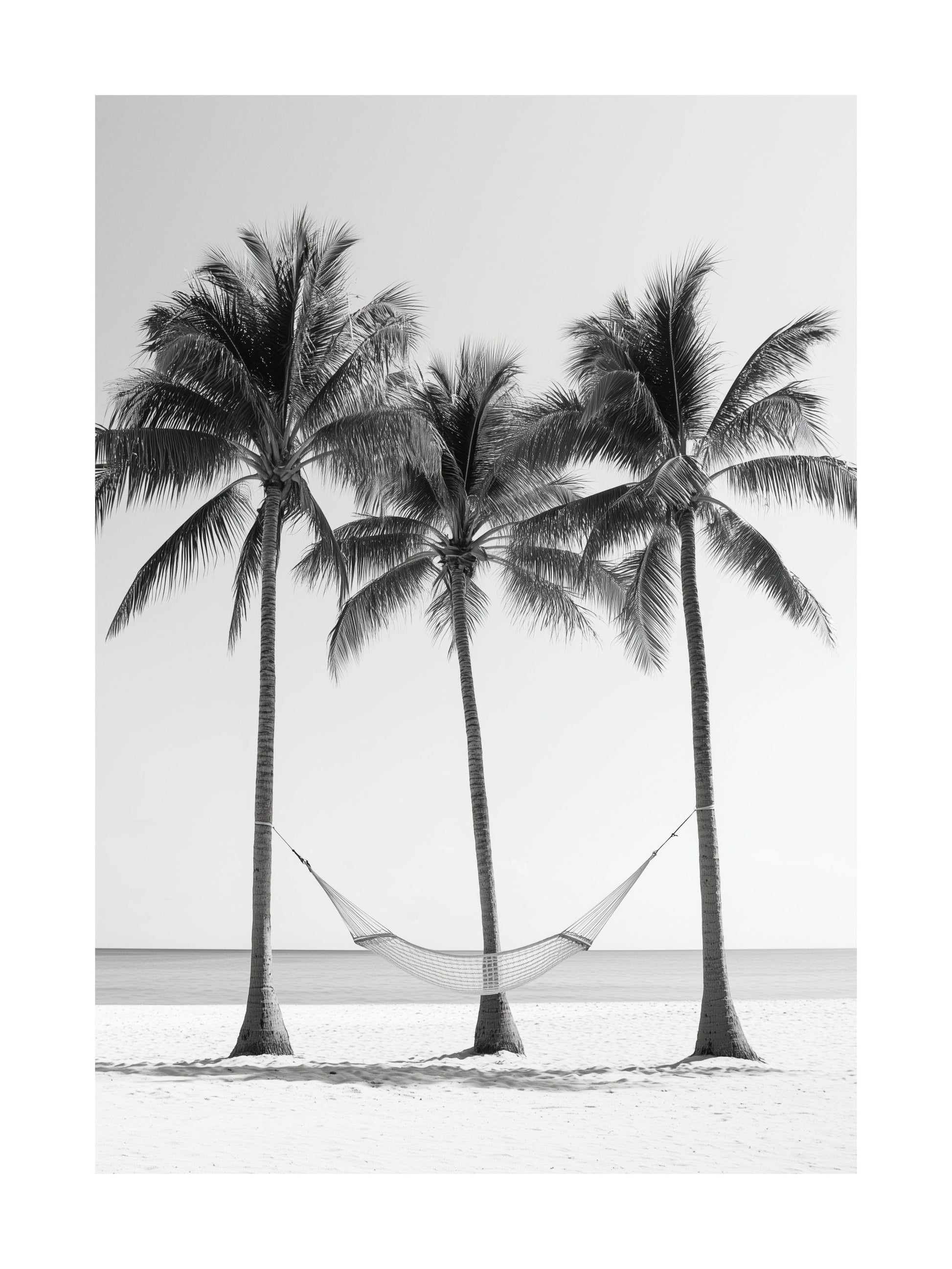 Palm trees and hammock on beach - minimalist tropical poster