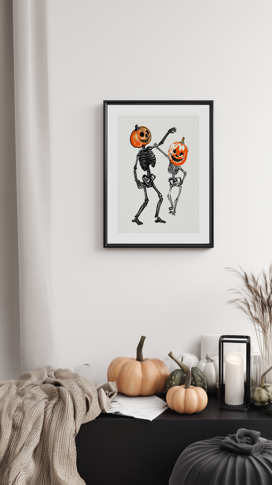 Dancing Pumpkin Skeletons Poster