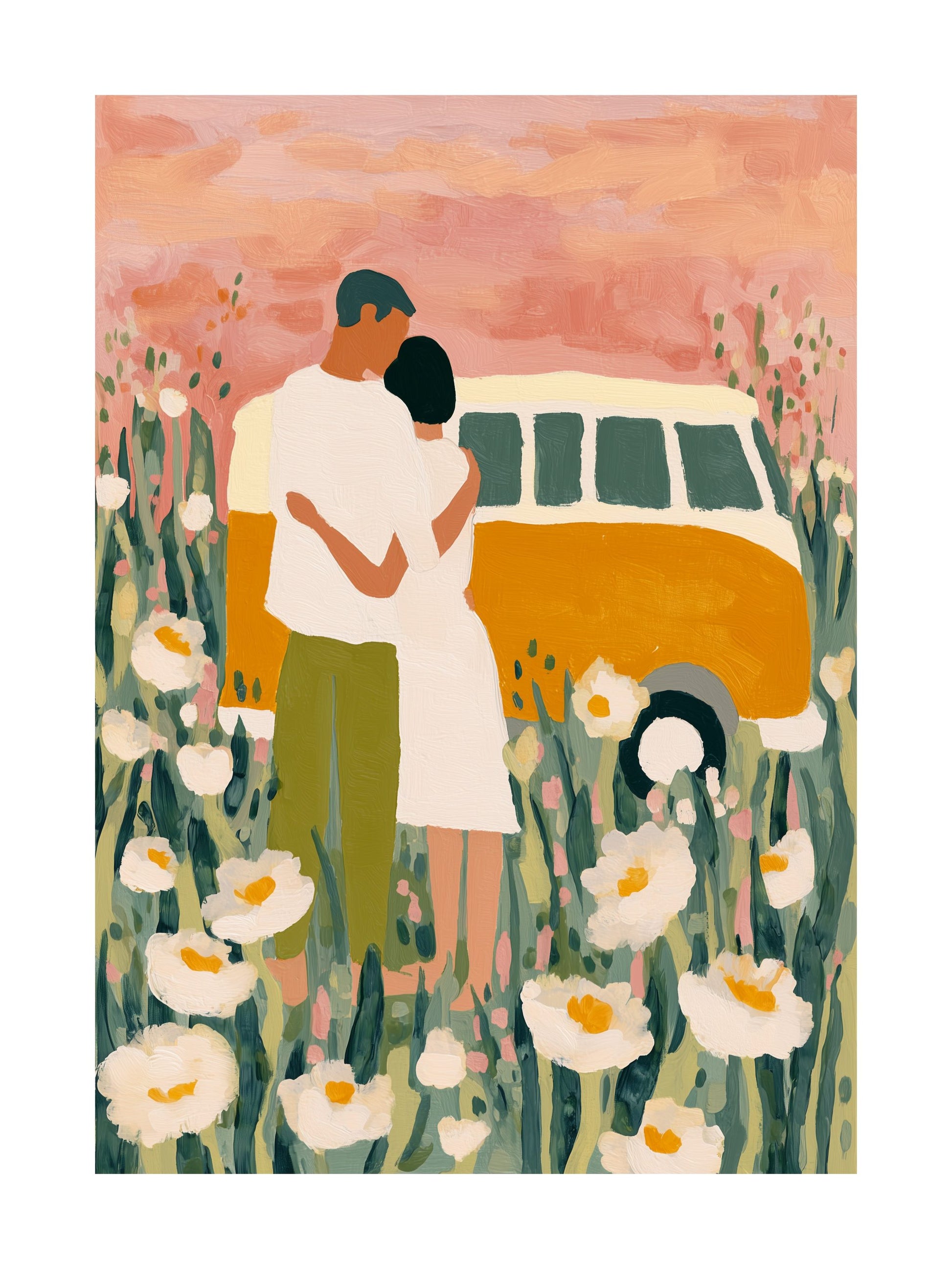 Poster of woman with lemons in basket standing on seaside balcony