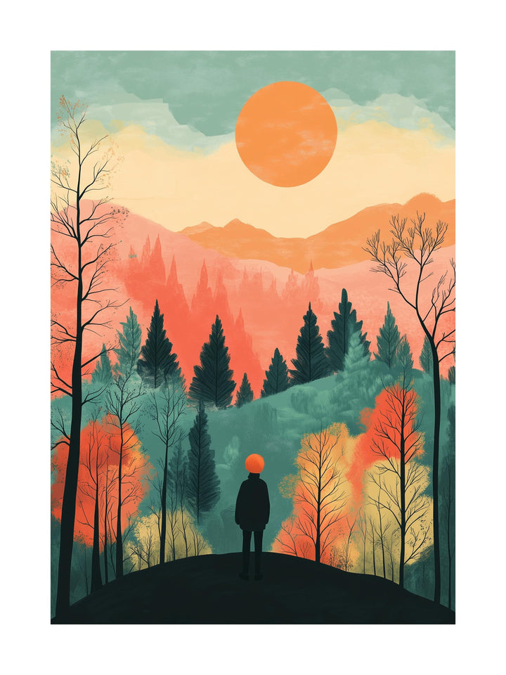 scandinavian landscape decorative wall art - modern poster for home or office