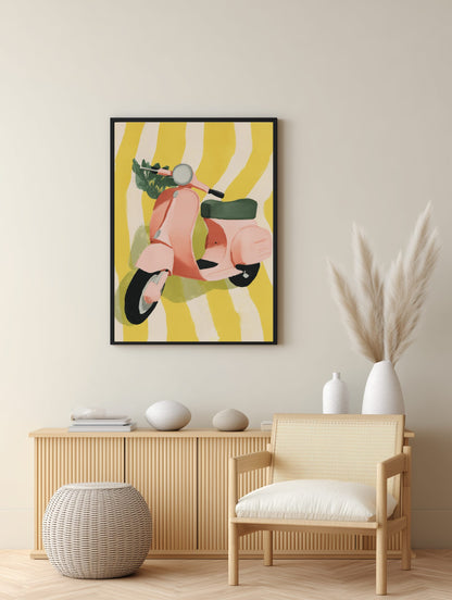 Pink Vespa Ride Poster
