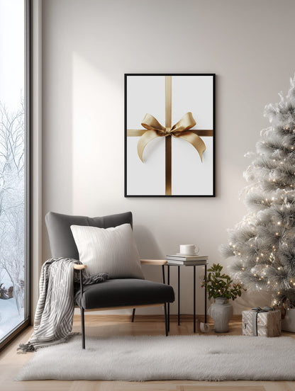 Golden Ribbon Gift Bow Poster