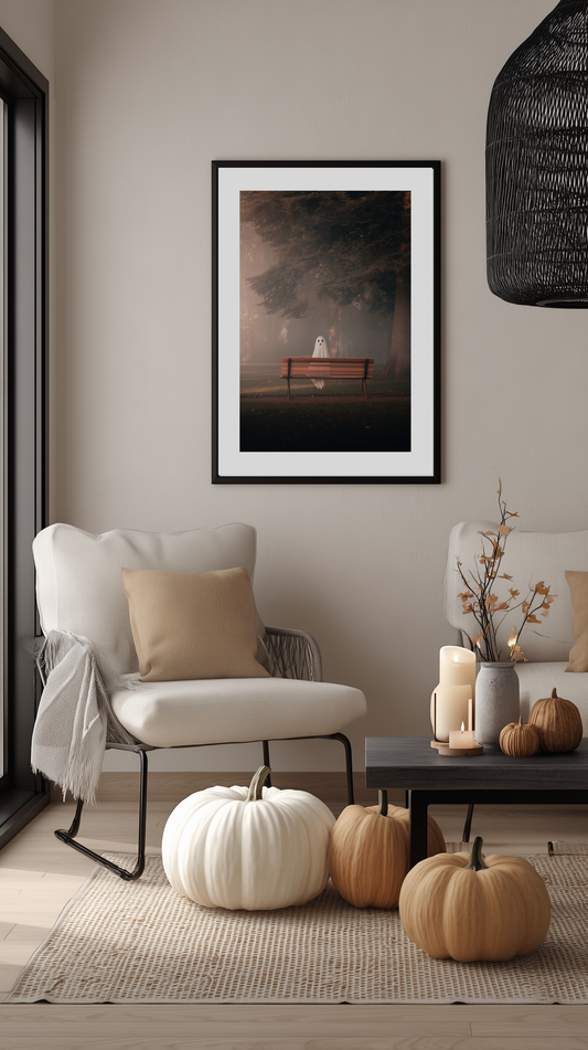Ghost on Park Bench Poster