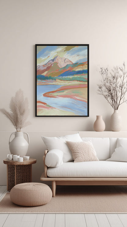 Mountain River View Poster