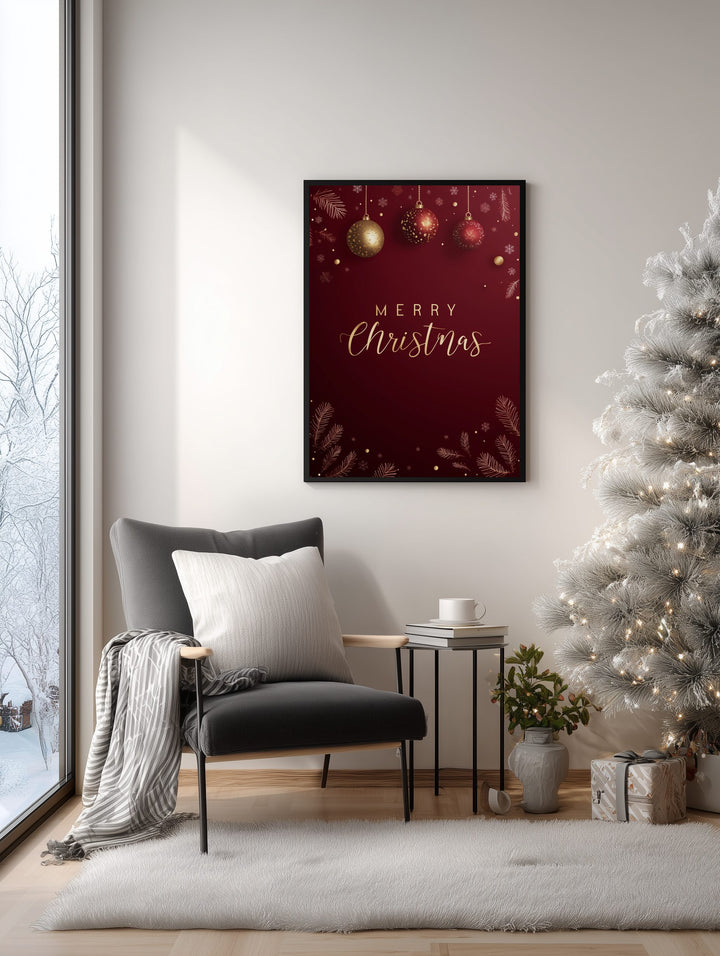 Merry Christmas Red & Gold Poster