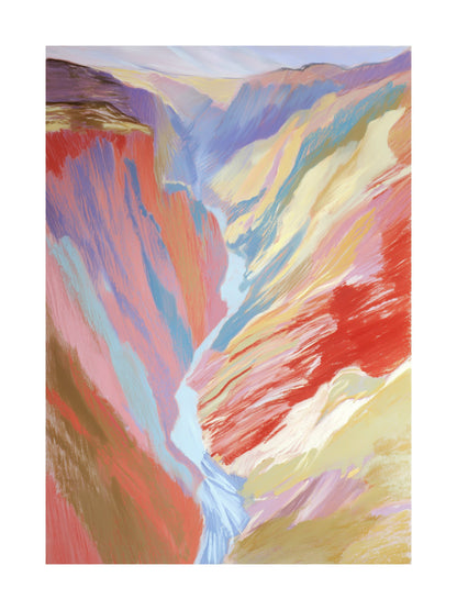 Colorful abstract canyon landscape with flowing river