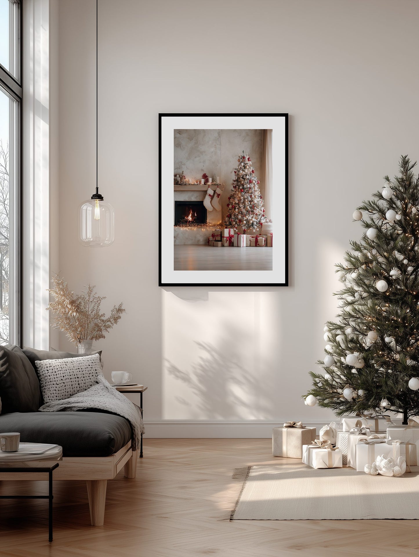 Cozy Christmas Living Room Poster