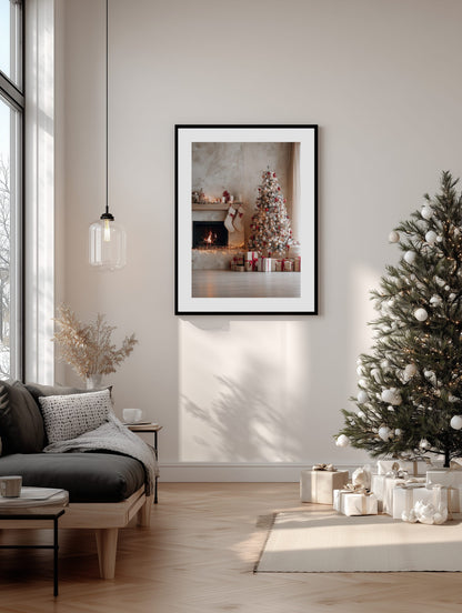 Cozy Christmas Living Room Poster
