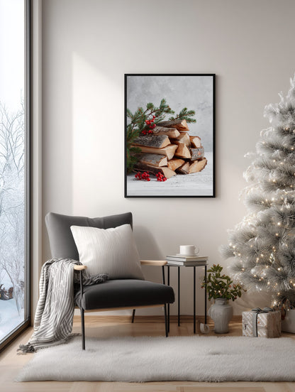 Firewood and Winter Berries Poster