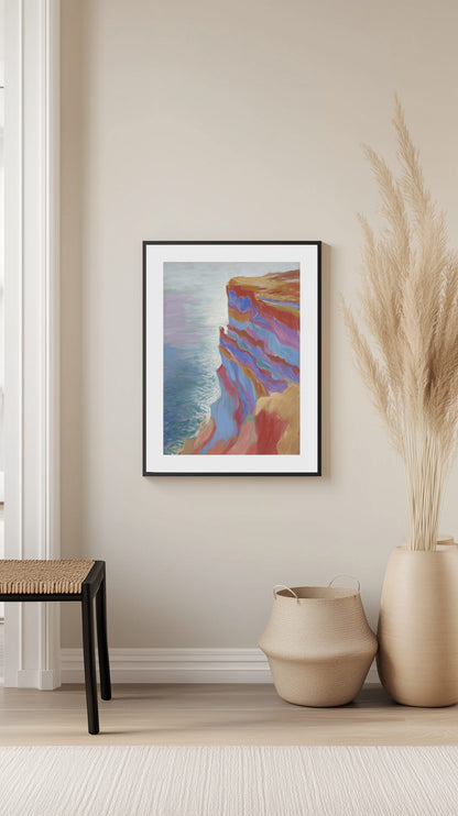 Pastel Coastal Cliff Poster