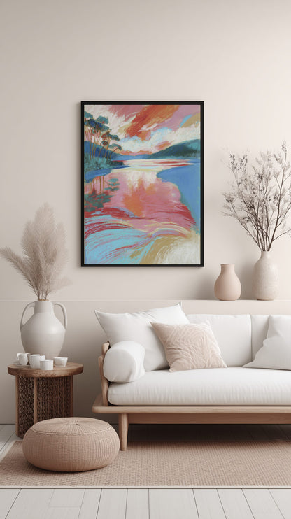 Sunset Lake Reflection Poster