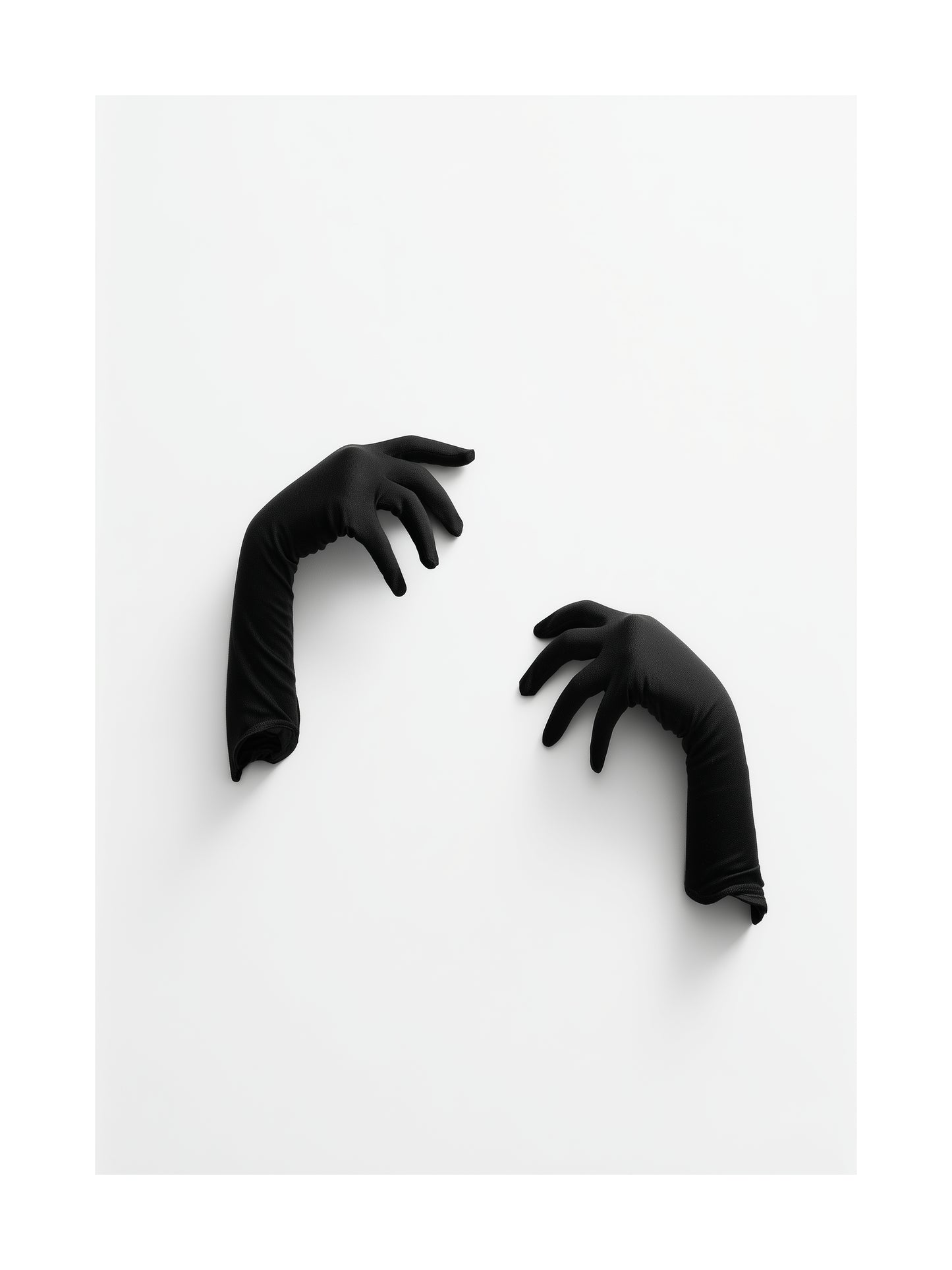 Minimalist poster of black gloves on a white background